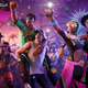Fortnite characters dance while wearing rave outfits during a Coachella concert.